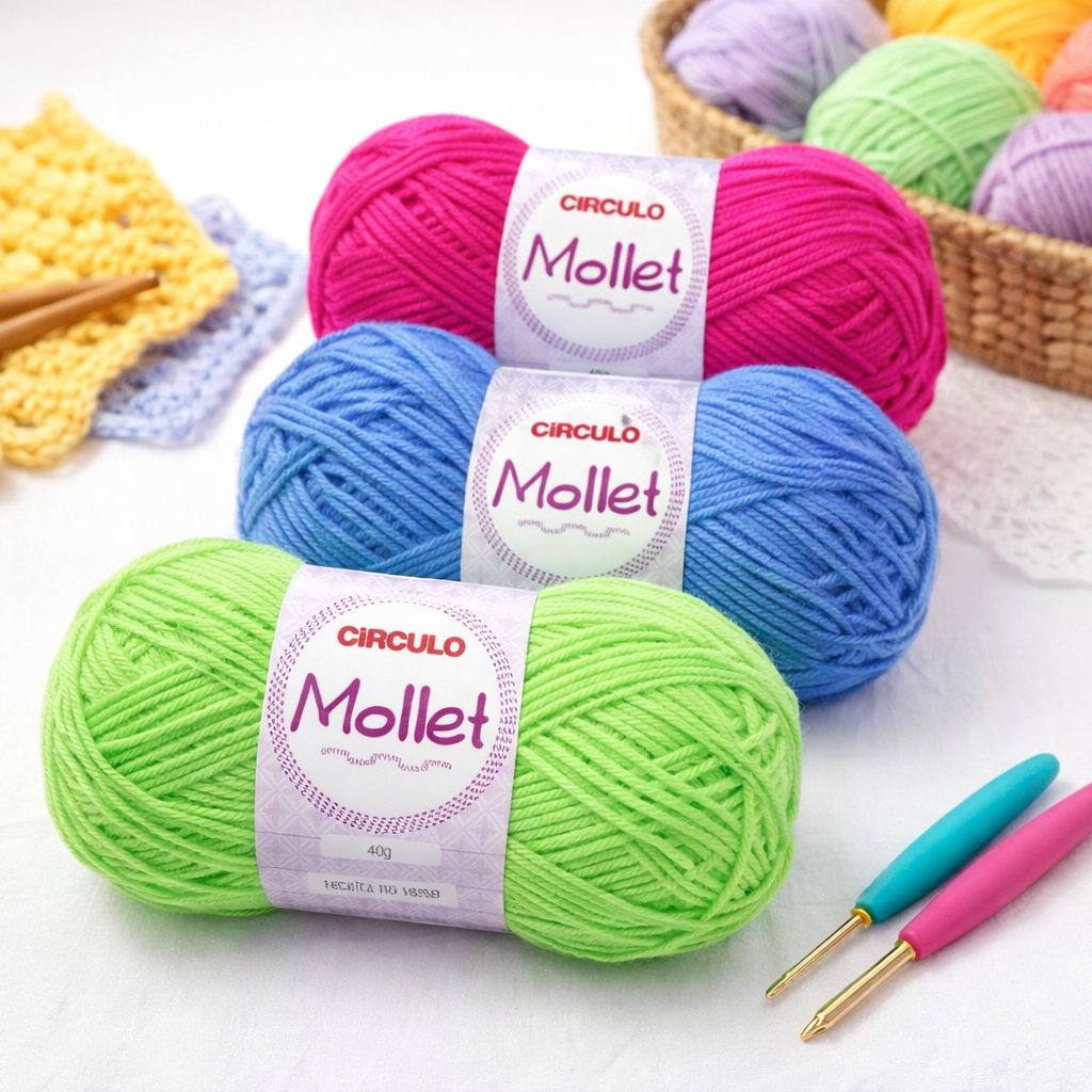 Lã Mollet Círculo 40g – Ideal para Crochê, Tricô e Amigurumi