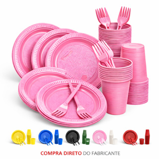 KIT FESTA ANIVERSÁRIO DESCARTAVEL 150 PEÇAS 50 PESSOAS - CORES VIBRANTES em Oferta na Shopee