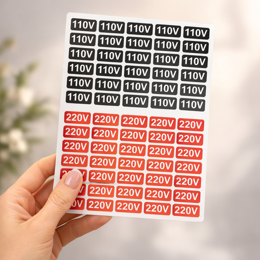 Etiqueta Voltagem Identificação de Tomada 220v 110v 140 Unidades em Oferta na Shopee