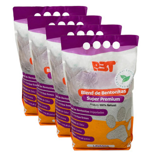 4un Super Bentonita Esférica Areia Higiênica para gatos P3T 4kg (4un 16kg) Super Premium Lavanda