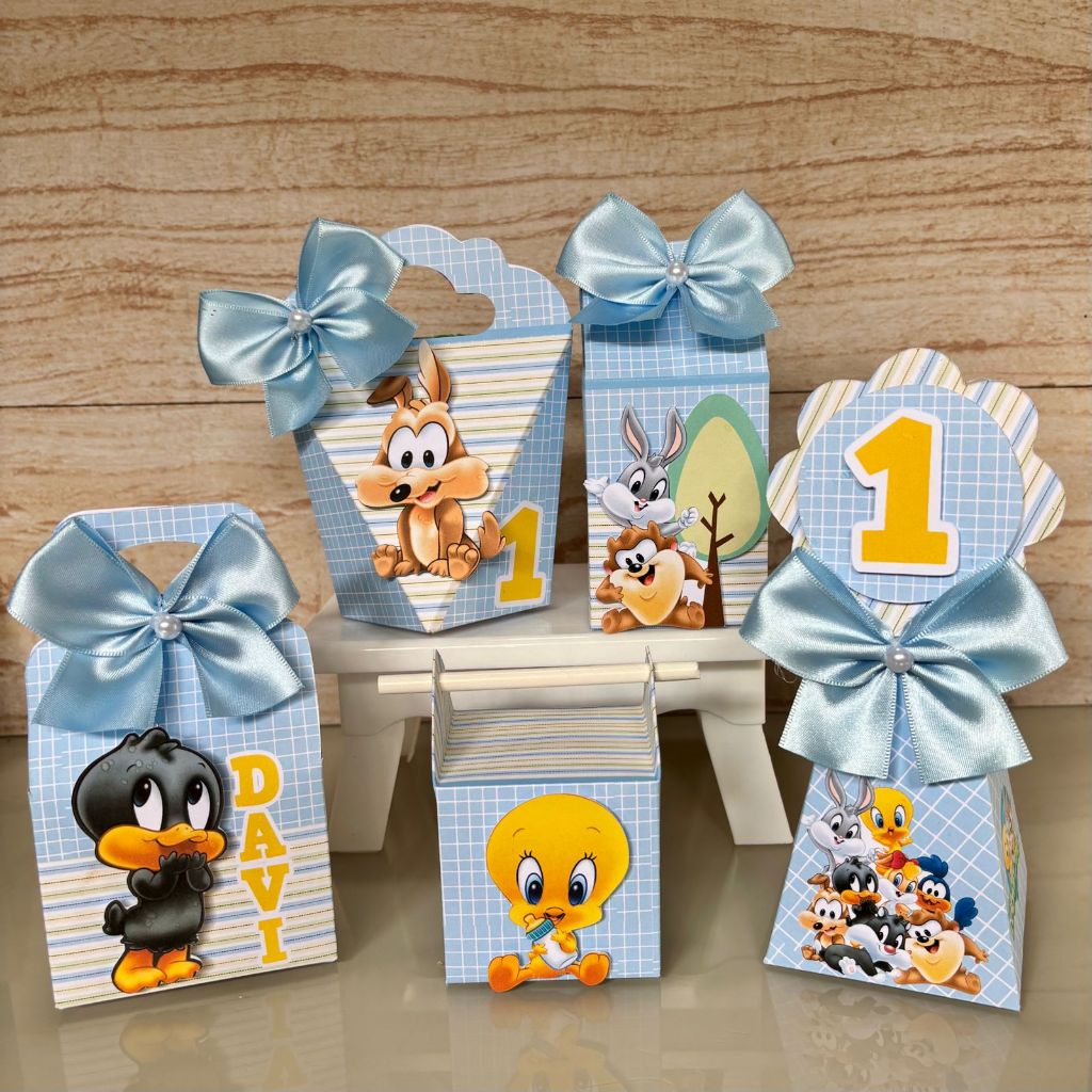 Kit Festa Caixinhas Baby Looney Tunes personalizadas aniversário festa infantil lembrancinha caixinha  PEGUE E MONTE