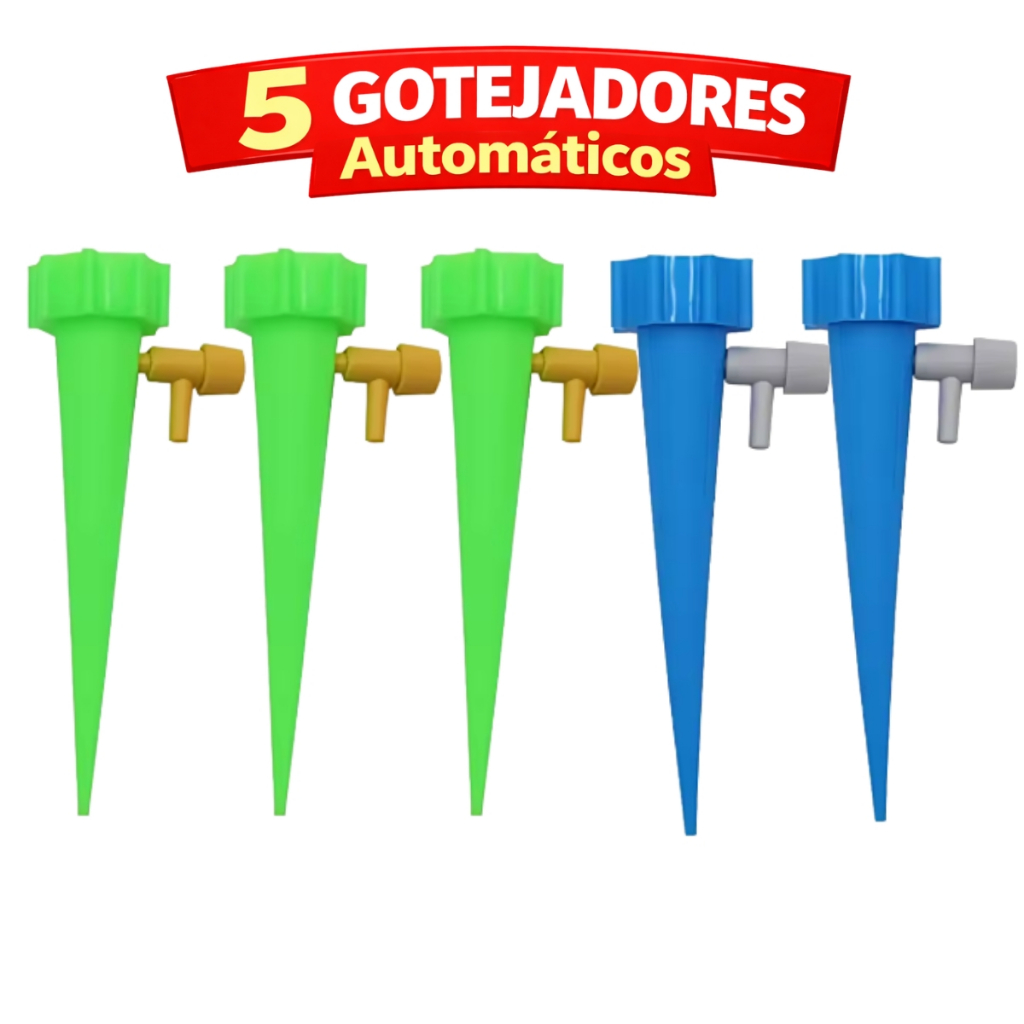 Kit Com 5 Gotejador Irrigador Acoplável Em Garrafa Pet Jardim Dosador Vaso Em Garrafa