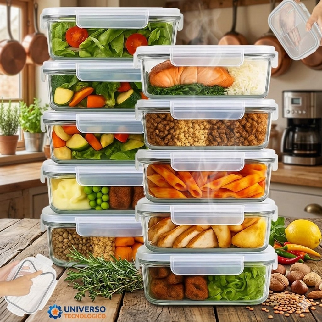 Conjunto 10 Potes Vidro Hermético Mantimentos Marmita 640ml