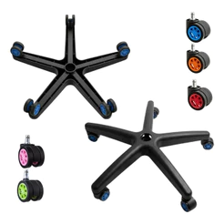 Kit Base Cadeira Gamer Universal Premium 150kg – Base Estrela Reforçada + 5 Rodízios Coloridos + Capa