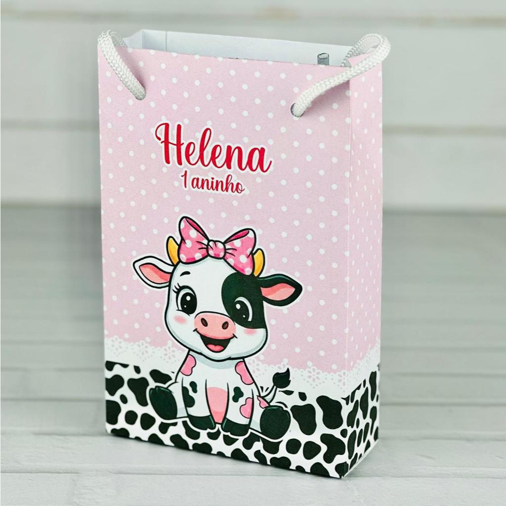 Sacolinha Vaquinha Amo Tete | Personalizada Com Nome |  Aniversário Lembrancinhas Personalizados Sacola de Doces