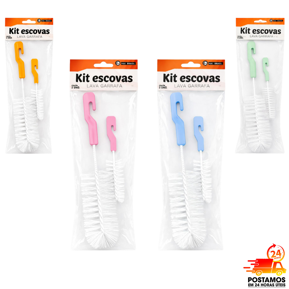 Kit Escova Lava Garrafa  Mamadeira e Bico de Mamadeira Escova de Higienização Multiuso 2 Peças em Oferta na Shopee