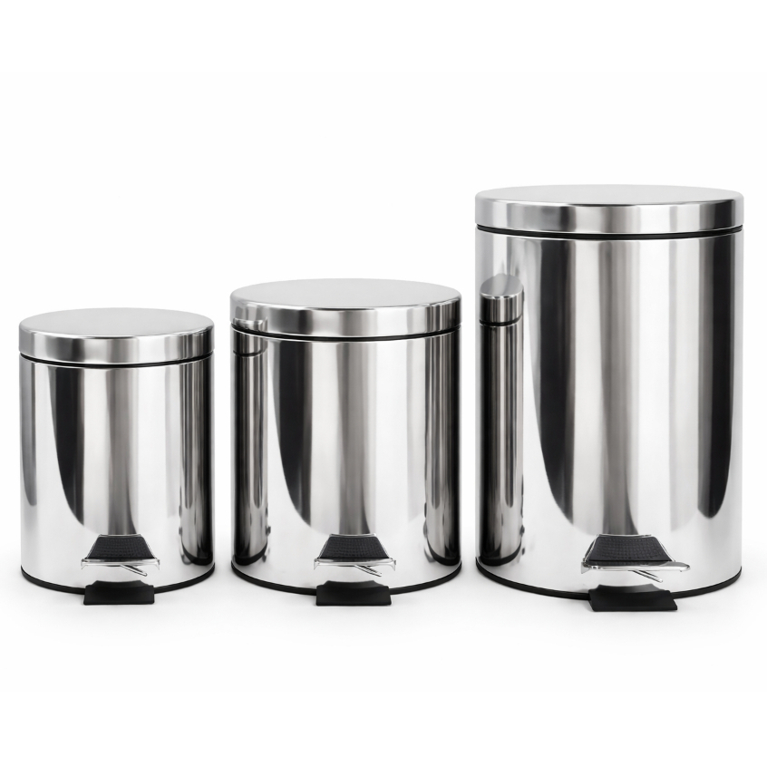 Lixeira Inox 3 5 12 Litros Com Pedal E Balde Removível Cesto De Lixo Para Banheiro Cozinha Escritório