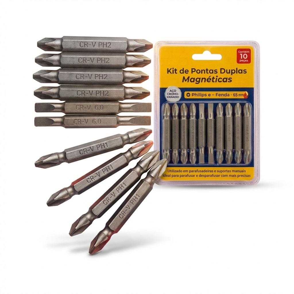 Kit De Ponteira SQ Dupla Magnetica 10 ou 5un Philips Para Parafusadeira Profissional