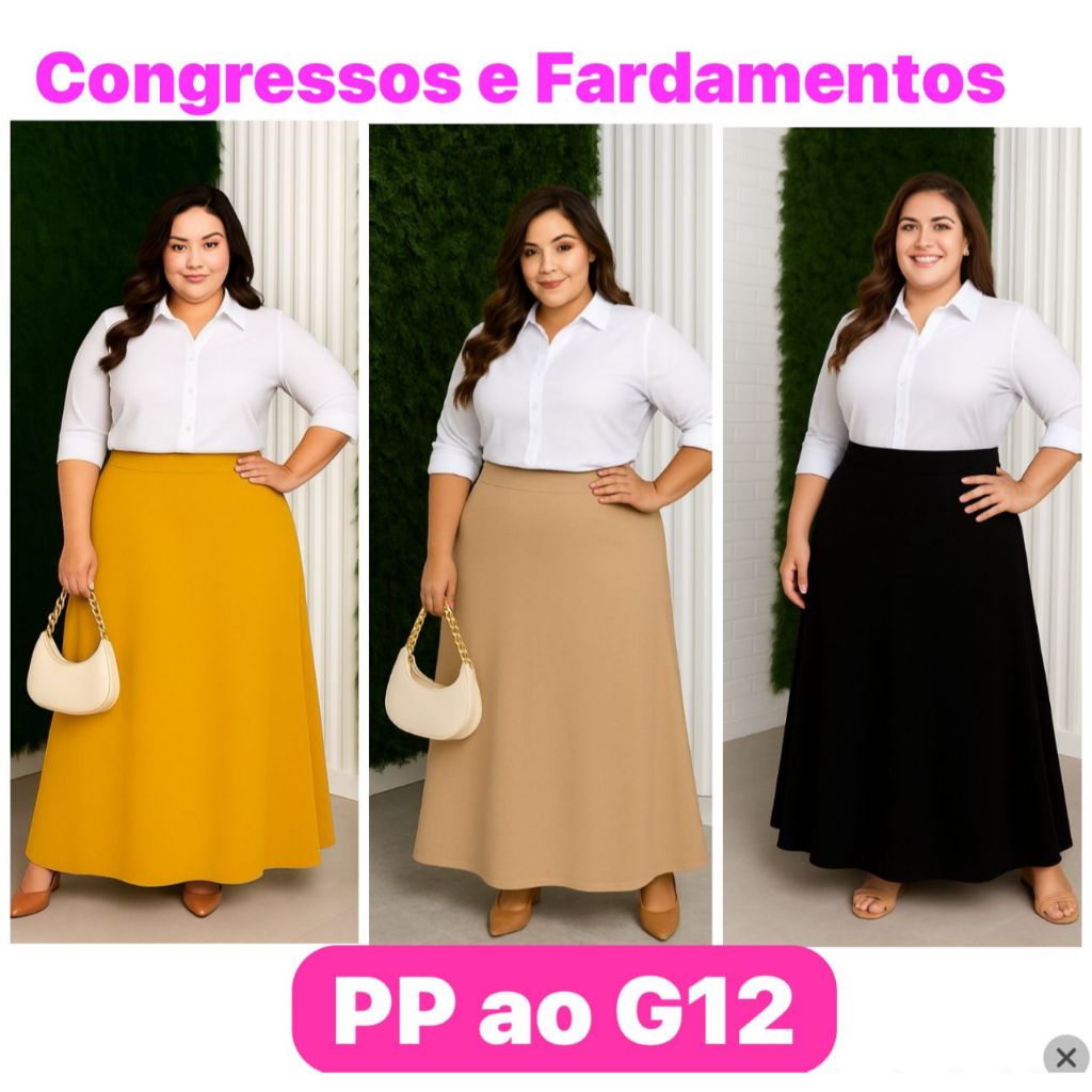 XG ao G5 - Saia Longa Elegante e charmosa - Moda Cristã Congressos  E FARDAMENTOS EVANGÉLICA V