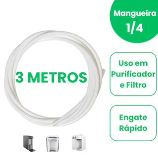 Mangueira 1/4 Atóxica para Purificador Filtro Bebedouro 3mts - Compatível Consul Electrolux IBBL