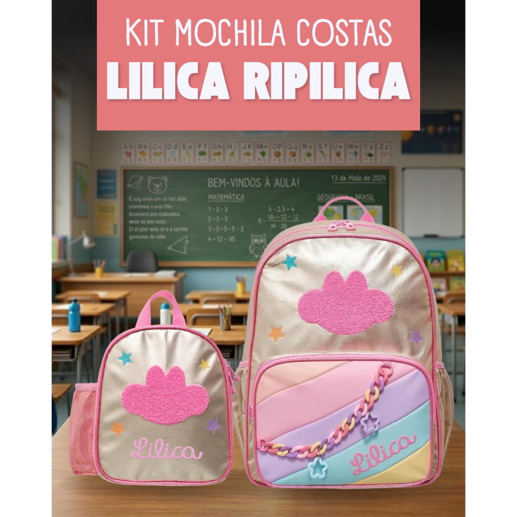Mochila costas lilica ripilica happy, golden joyfull pacific- Kit ou mochila