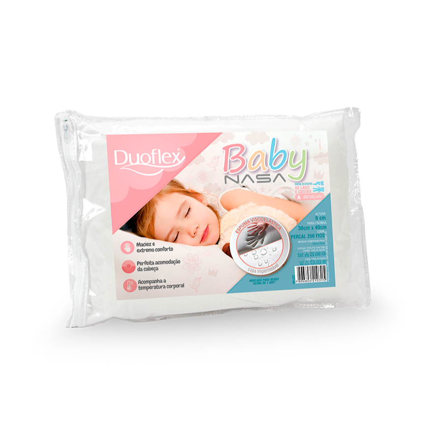 Travesseiro Baby, Nasa, 30cmx40cm, Branco, Tecido Impermeável – Duoflex em Oferta na Shopee