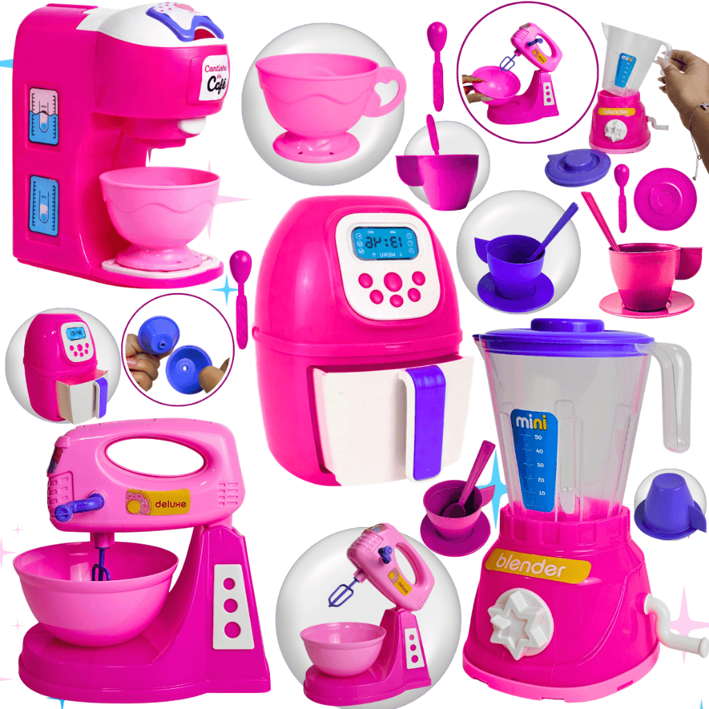 Kit Cozinha Infantil 25pcs Brinquedo Eletrodomésticos Comidinhas Acessórios
