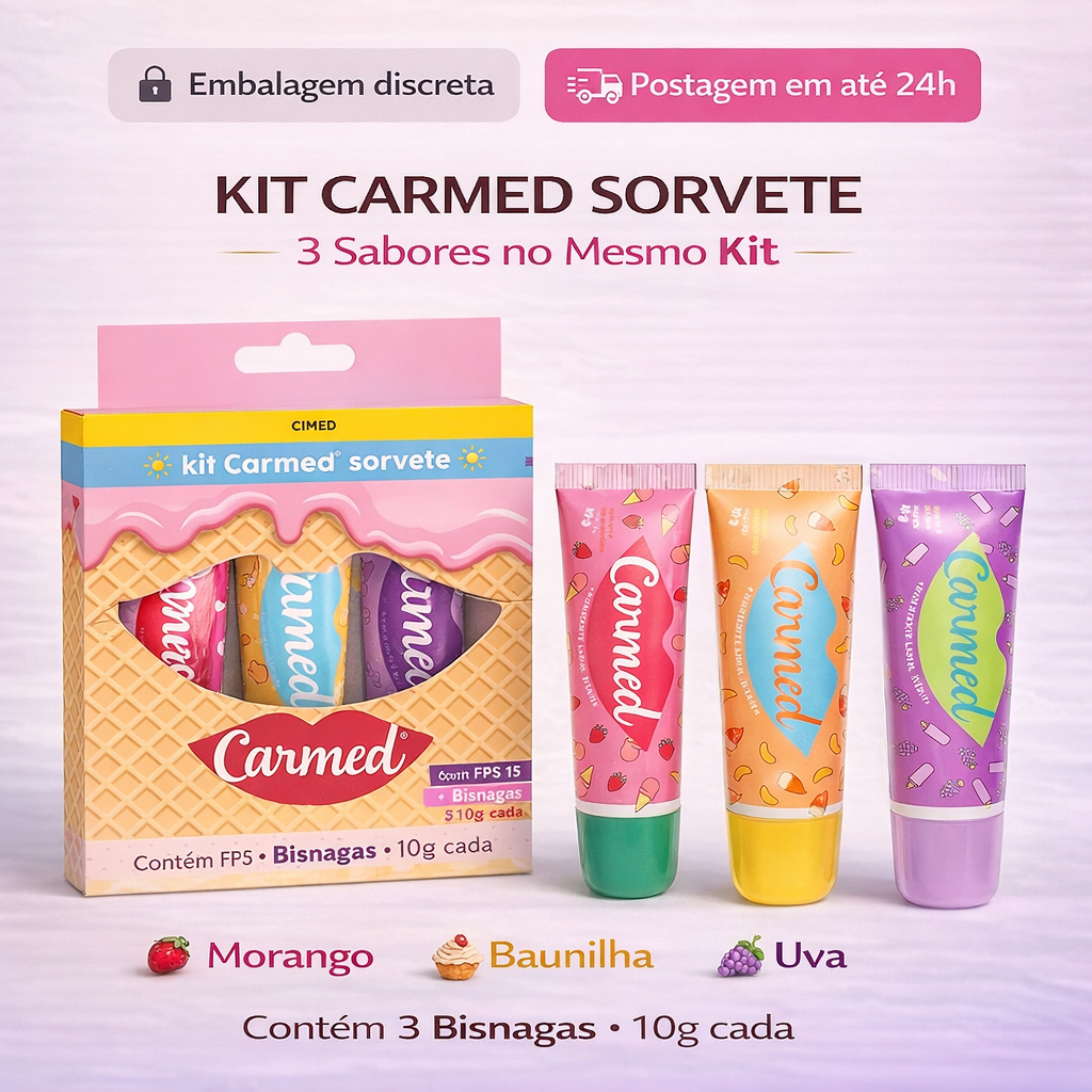 CARMED HIDRATANTE LABIAL BG 10G PROTETOR LABIAL PROTEÇÃO SOLAR CUIDADOS FEMININOS VARIOS SABORES