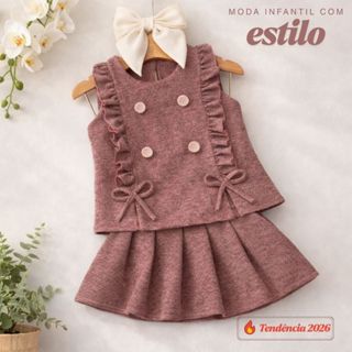 Conjunto Infantil Menina Outono Inverno Lançamento Tendência 2026 em Oferta na Shopee