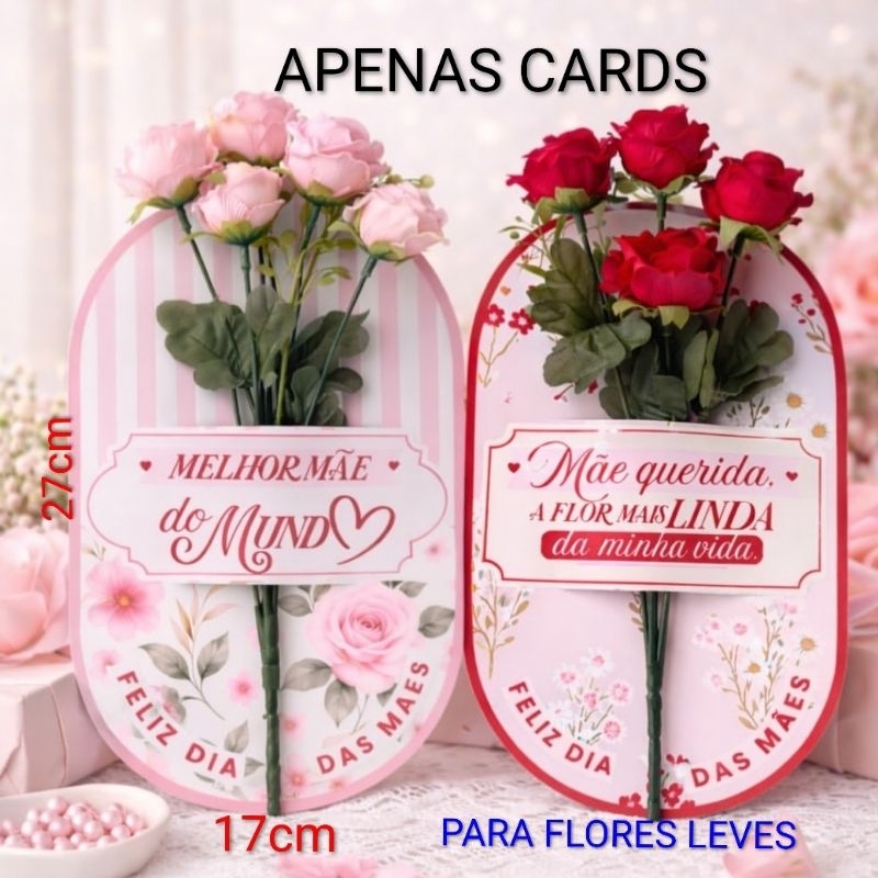 10 Card Gigante para Flores leves, 27x17cm, Feliz dia das mães, presentes e aniversários