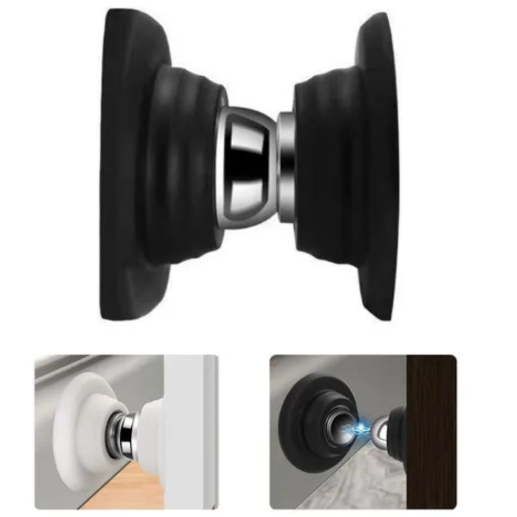 Fixador de Porta Magnético Inox Instalação Versátil e Mola de Amortecimento