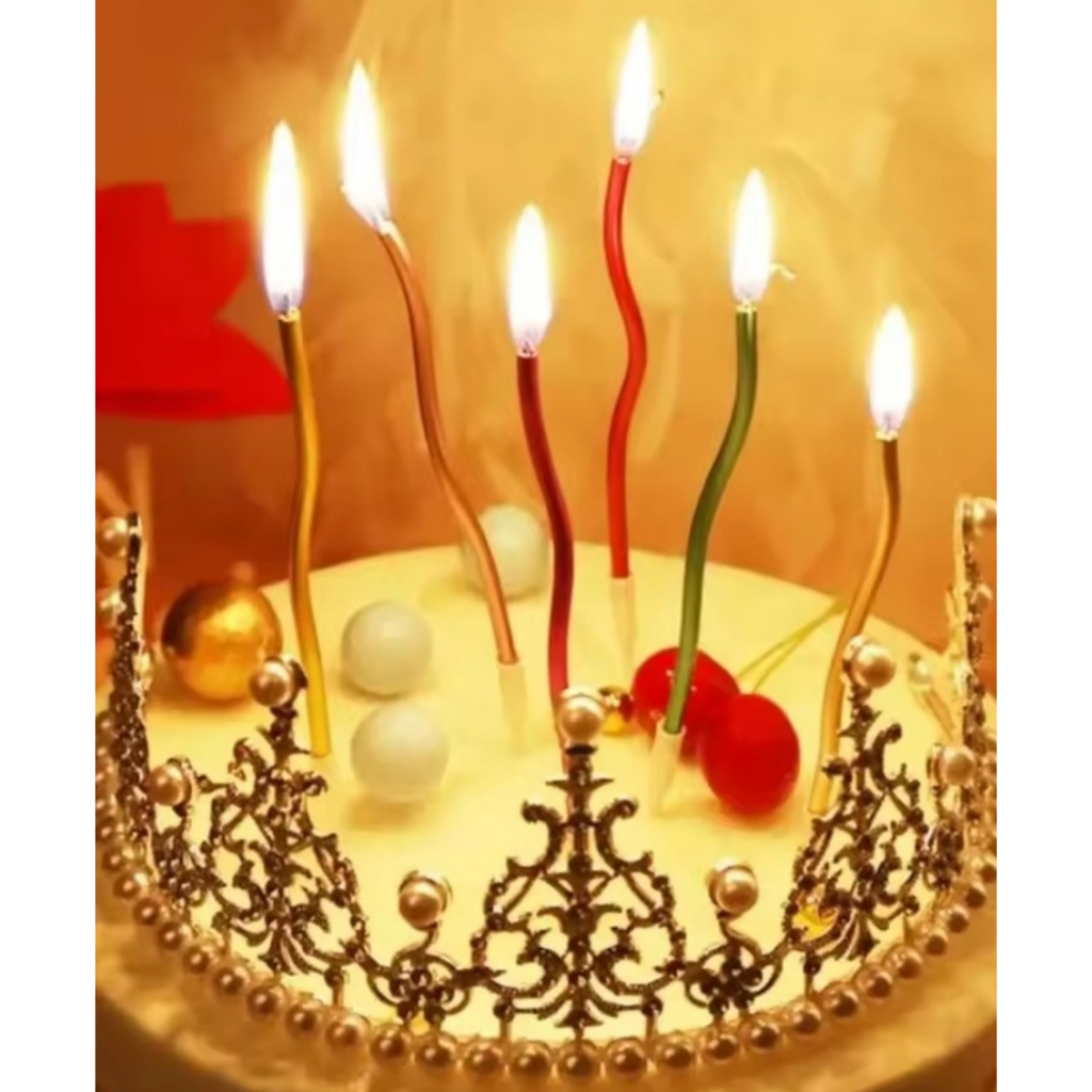 Velas 6 unidades de Aniversário Curvas Luxo para Decoração de Bolo Festas e Casamentos