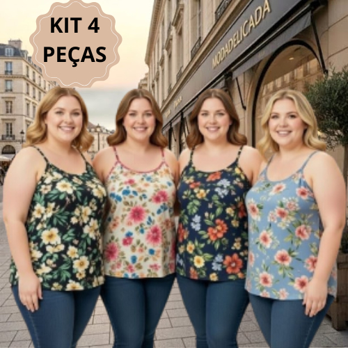 Regata Feminina Plus Size Alcinha regulaveis  Estampada Liganete Moda Verão Confortável