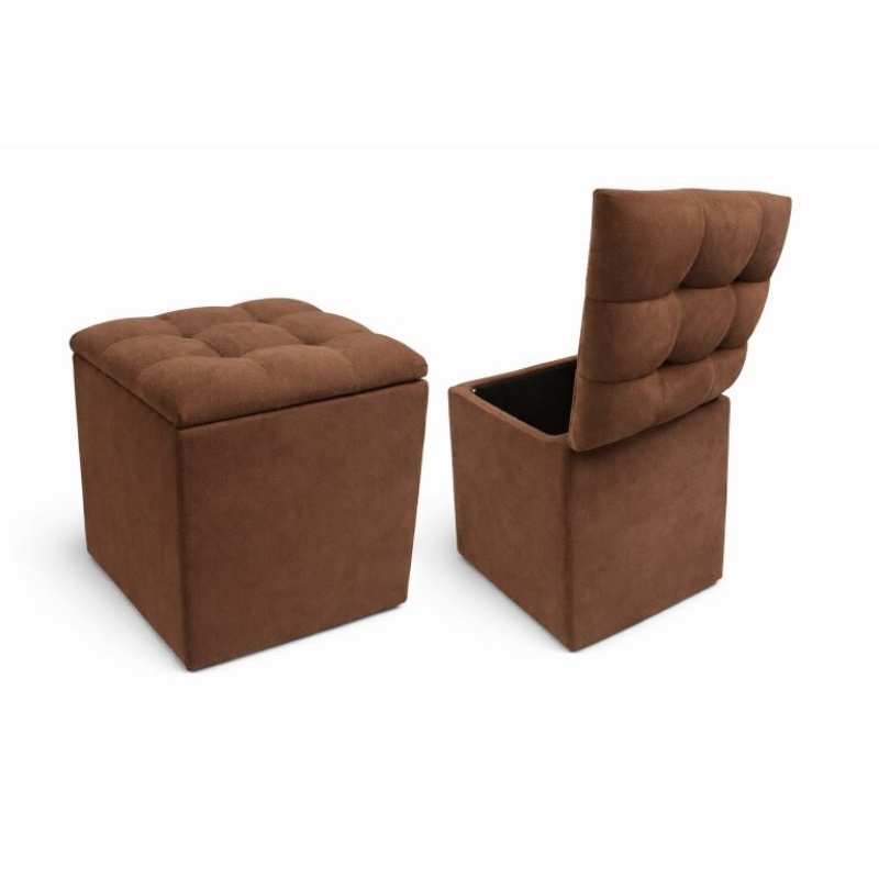 PUFF BAÚ MARROM REFORÇADO SUEDE LUXO BANQUETA DECORATIVO PENTEADEIRA CASA SALA QUARTO SALÃO.