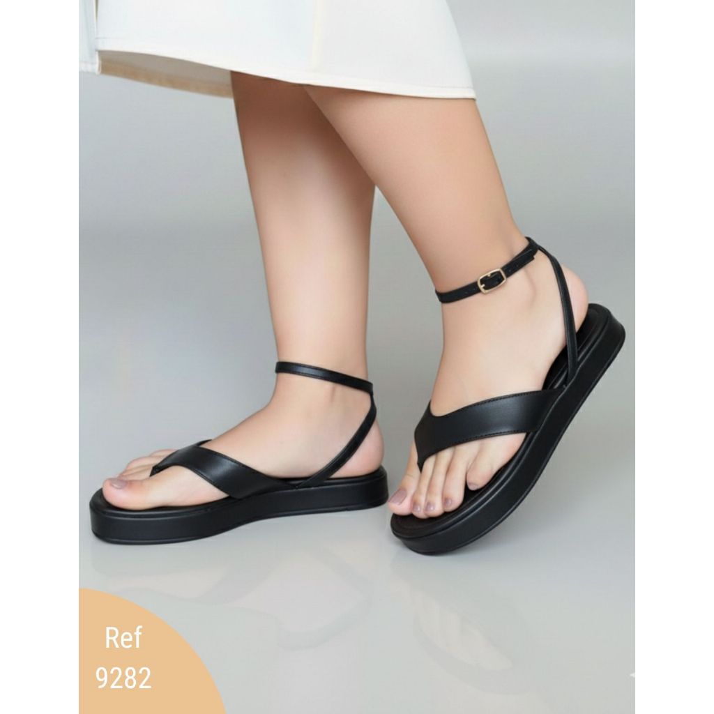 Sandália Flatform  Fivela | Preto Nude Branco Champagne | Papete Plataforma Direto de Fábrica Promoção