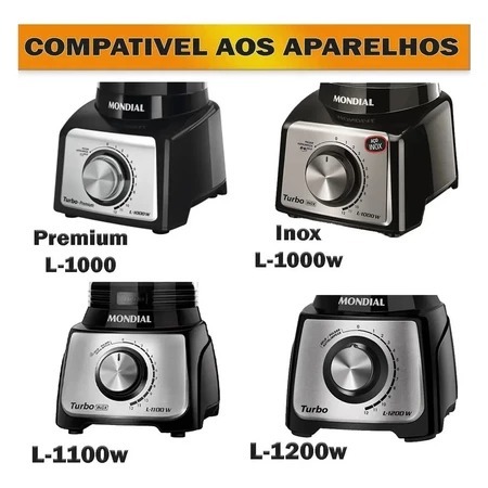Copo liquidificador Mondial Acrilico L1000 / L1100 / L1200 Turbo Tampa Branca