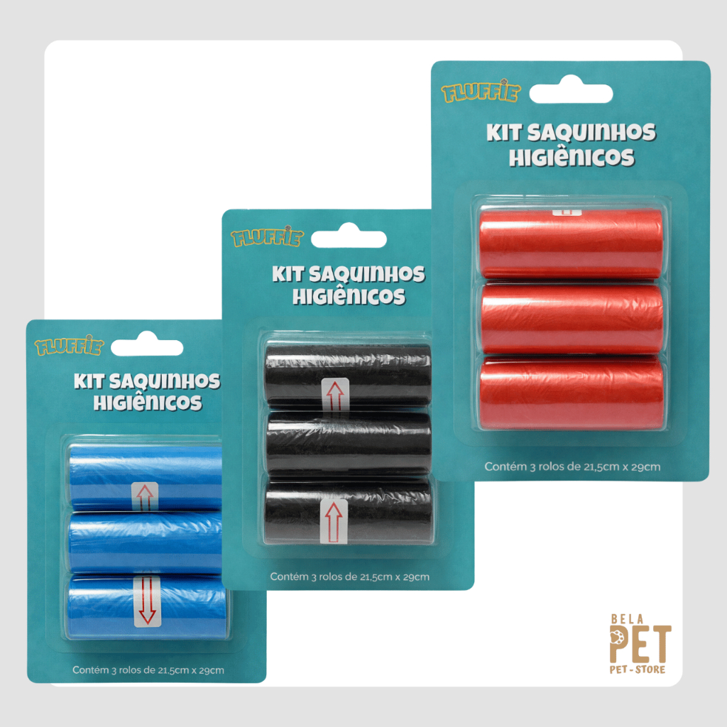 Kit Saquinho Cata Caca para Cachorro com 3 Rolos – Saquinhos Higiênicos para Passeio
