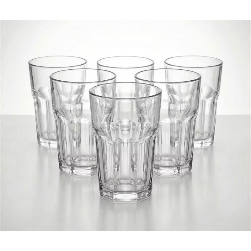 Jogo 06 Copos Vidro Grosso 310ml Transparente Ideal Agua Suco Drink Vitaminas