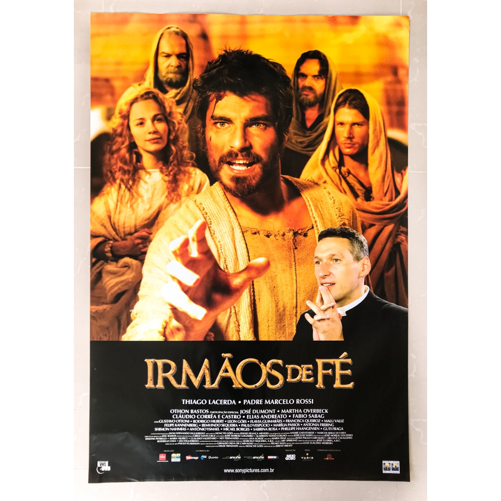 PÔSTER Irmãos de Fé - Thiago Lacerda Padre Marcelo Rossi - Original de Locadora - 94cm x 64cm - Cartaz Filme Religioso