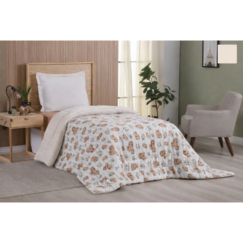 Kit De Cama Solteiro Capivara 3 Peças Coberdrom Dupla Face Soft  Lençol + Fronha Malha 100% Algodão Premium