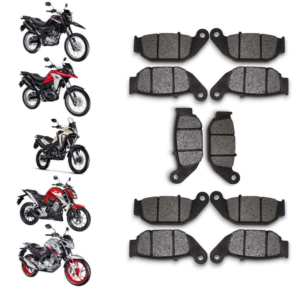 Kit 5 Pastilha Traseira Xre190 Nxr160 Cb250 Cb300f Sahara300