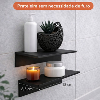 Prateleira Adesiva Pequena com Fita Dupla Face 3M Inclusa Kit ou Unidade Sem Furos