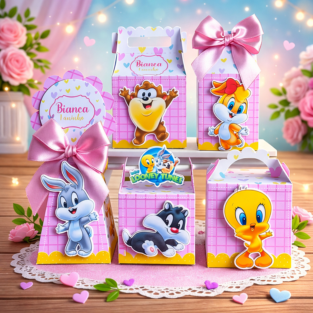 Kit festa tema looney tunes Caixinha Personalizada lembrancinha aniversário looney tunes