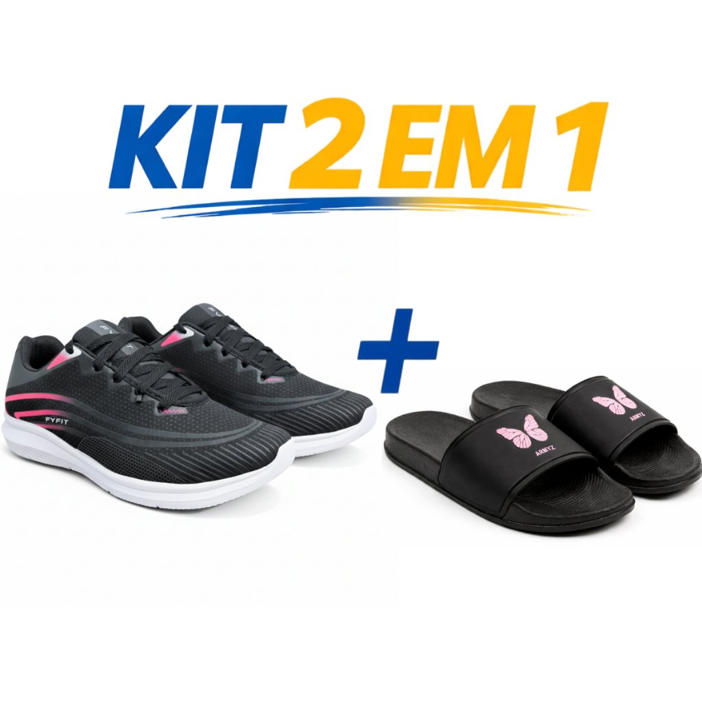 Kit Tenis Feminino Esportivo Academia Corrida Caminhada + Chinelo Sandalia Slide Macio Confortavel em Oferta na Shopee