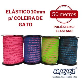Elástico Personalizado para Coleira Elástica de Gato Pets Resistente Confortável Neon AGGI - 10mm