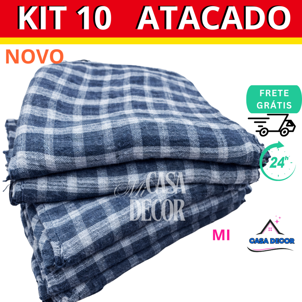 Pano De Chão Premium Atacado xadrez  Kit Com 10 Peças Saco Qualidade em Oferta na Shopee