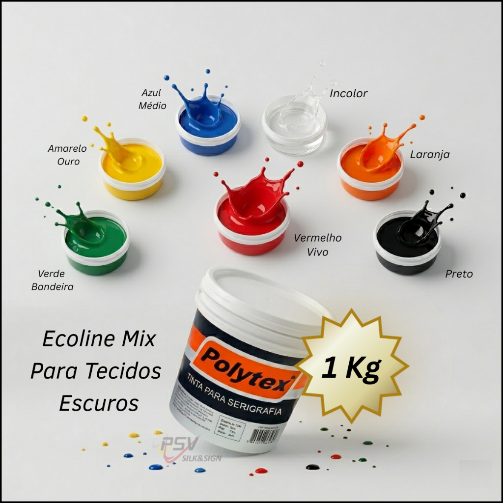 Tinta Serigrafia P/ Tecido Hidro MIX COBERTURA VÁRIAS CORES 1 Kg