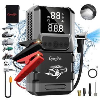 Auxiliar de Partida 12V Portátil com Power Bank 26800mAh, Compressor de Ar 150psi e Lante…