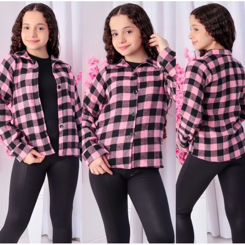 camisa xadrez flanelado unissex menino Y menina👫