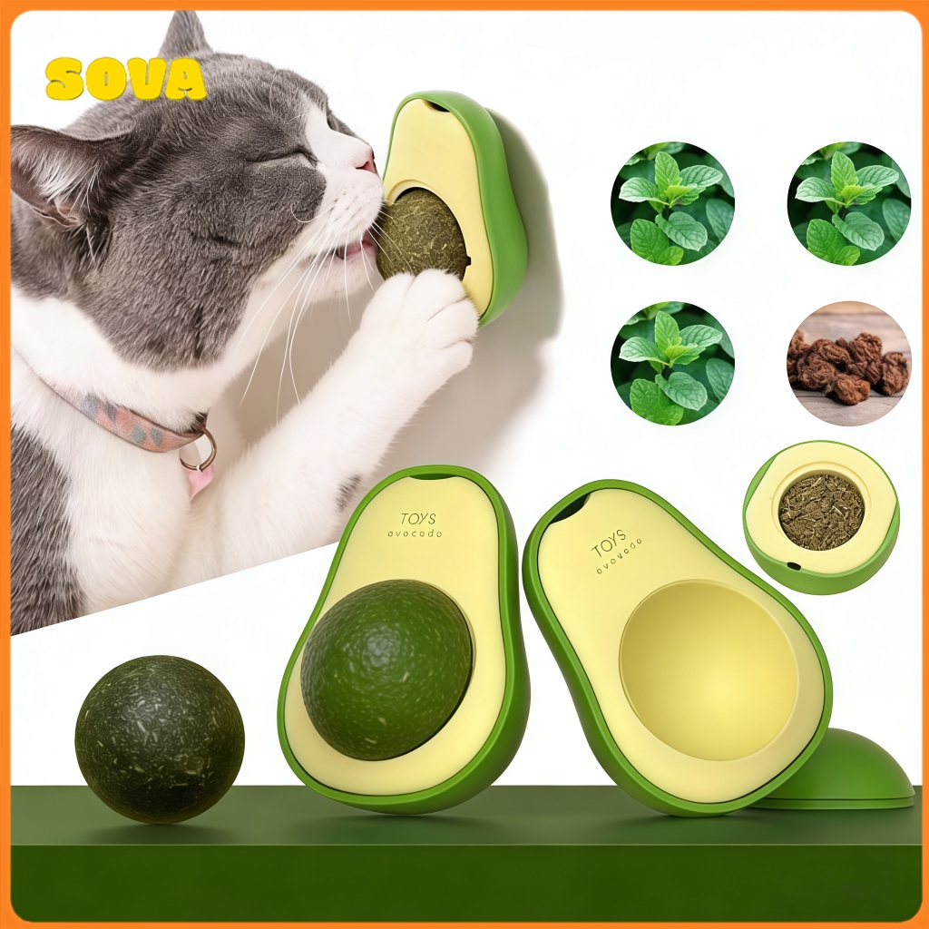 Abacate De Brinquedo Para Gatos Com Catnip Erva Gato Natural Bola de Lamber Limpeza dos Dentes Lanche