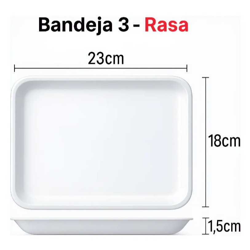 Bandeja Isopor B3 Rasa 23cmx18cmx1,5cm 100un/200un/300un/400un Festa-Feijoada-Churrasco-Aniversário