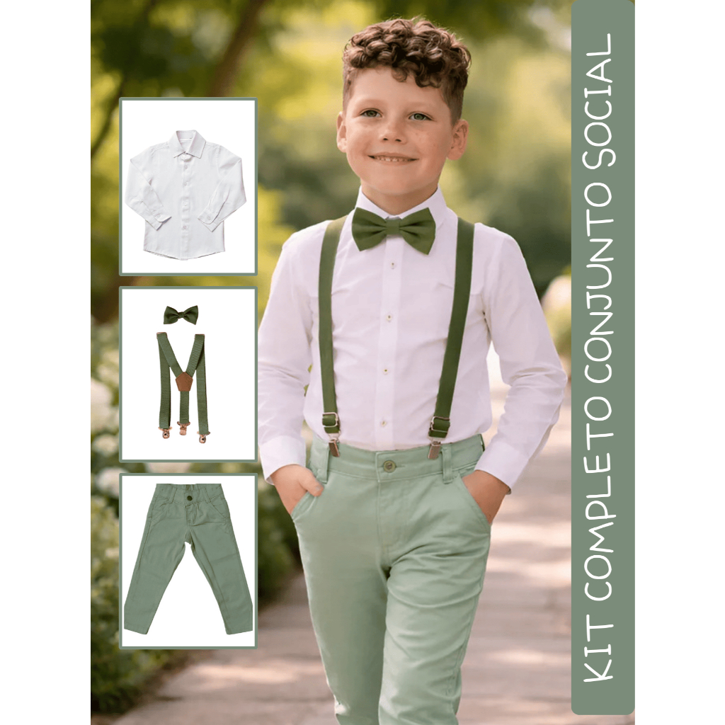 Conjunto Social Masculino Verde Camisa Manga Longa Casamento Formatura