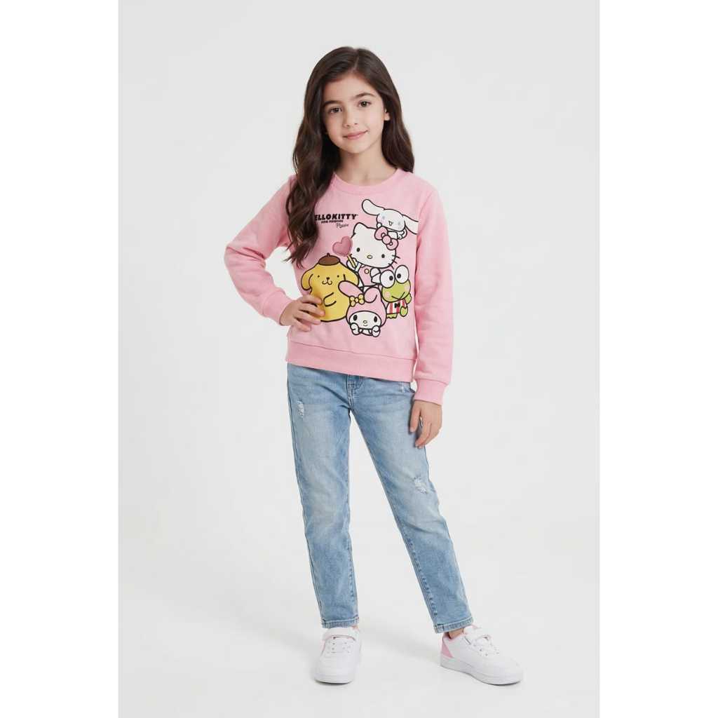 Casaco Infanil Menina Momi | Moletom Hello Kitty e Amigos Rosa | Inverno | Tamanhos: 1,2,3,4