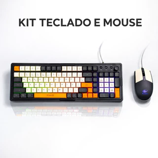 Kit Teclado e Mouse Gamer RGB com Fio | 98 Teclas | Semi Mecânico com Controle de Volume