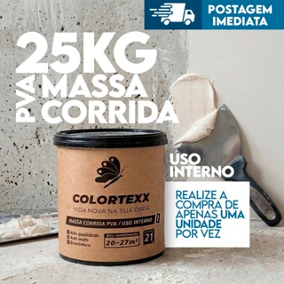 Massa Corrida Premium Pva 25kg Acabamento Nivelador Fácil Aplicação Colortexx branca parede em Oferta na Shopee