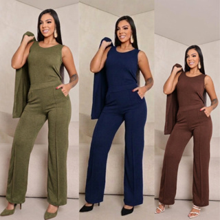 CONJUNTO FEMININO 3 PEÇAS DE LANZINHA (PANTALONA) em Oferta na Shopee