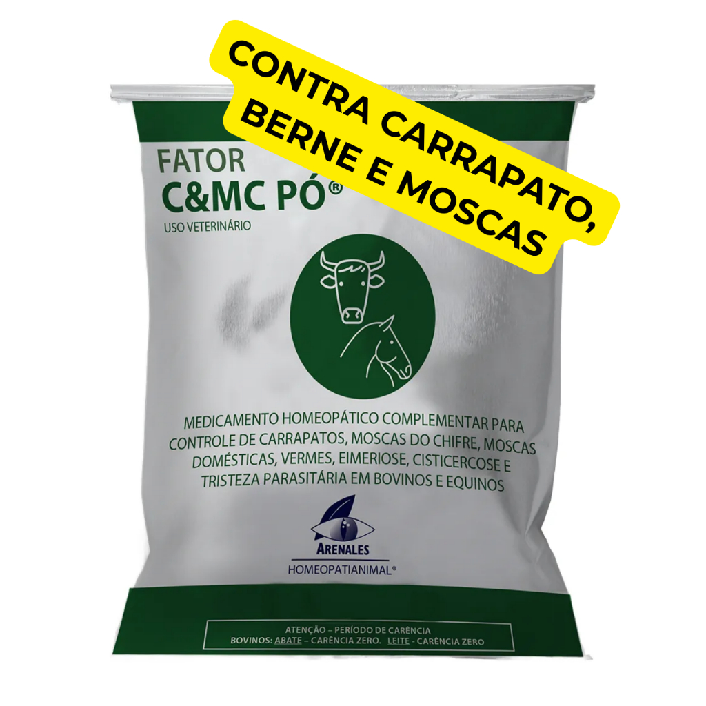 Contra Carrapatos Bernes Moscas Vermes Fator CMC Homeopatia Arenales C&MC 400g