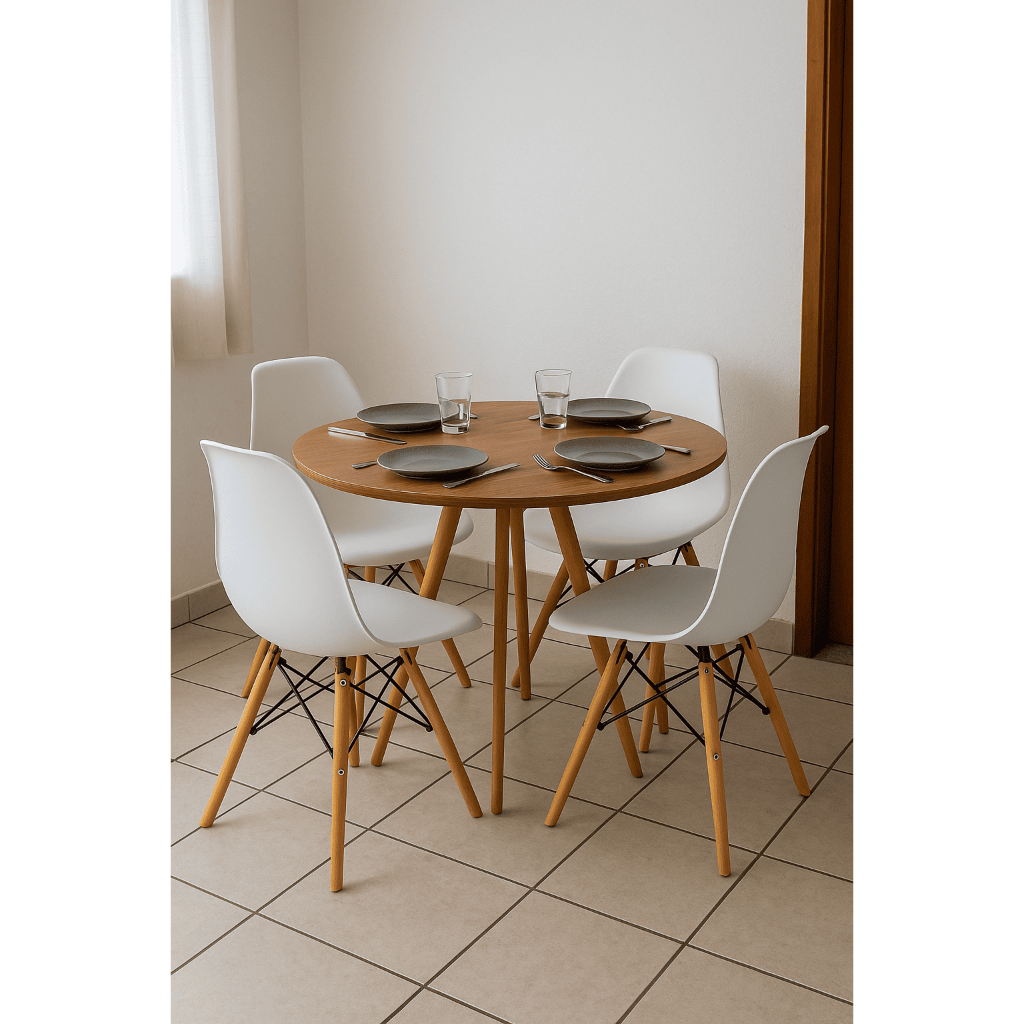 Mesa de Jantar 70x70 ou 80x80 cm Sem Vidro Branca/Mel