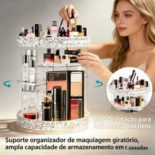 Organizador Maquiagem Giratório Pincel Batom Cosméticos Acrílico Ajustável Printoriah em Oferta na Shopee