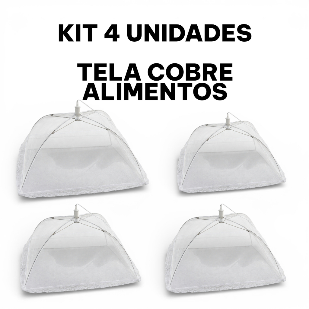 Kit 4 Cobre Alimentos Retrátil Tela Anti Moscas Insetos